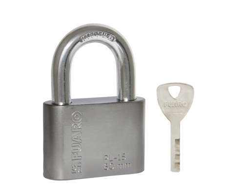 Замок Fuaro (Фуаро) навесной PL-WEATHER-1560 Nickel 4 fin key ( PL-15-60) диск. /блистер