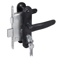 Замок Zenit (Зенит) врезной цилиндровый с защёлкой в комплекте с ручкой ЗВ4-3.03 (черный), 4 кл. 