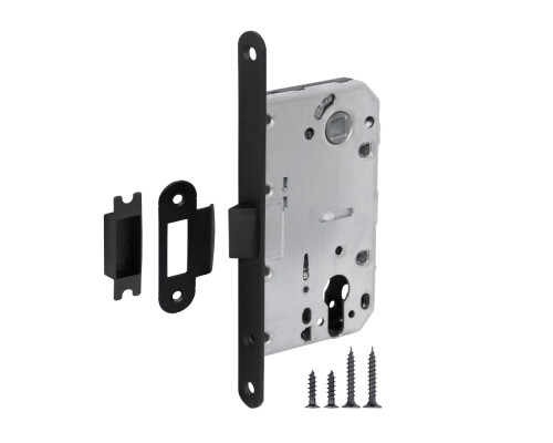 Корпус Fuaro (Фуаро) врезного замка c защёлкой PLASTP85C-50 (P85C-50) BL черный