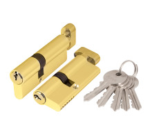 Цилиндровый Ajax (Аякс) механизм (AX102/70) AX1002Knob70 (30+10+30) PB латунь с вертушкой 