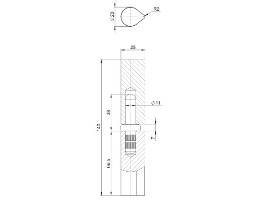 Петля приварная D20x140 B2B (без фаски)