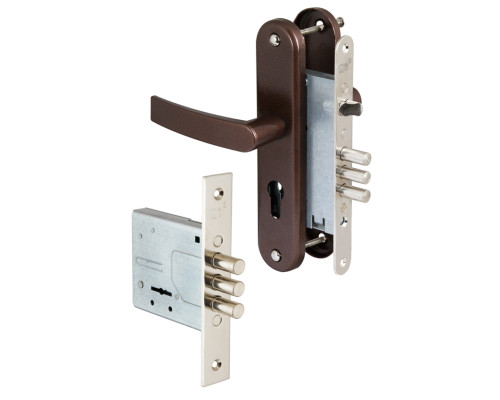 Комплект Sam (Сам) врезных замков с ручкой Комплект дверника №3 (ЗВ8-6/13, ЗВ4-31/55, РФ55-002/90) /60029/