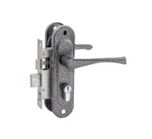 Замок Zenit (Зенит) врезной цилиндровый с защёлкой в комплекте с ручкой ЗВ4-50.01 (серебро), 5 кл. 