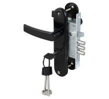 Замок Sam (Сам) врезной сувальдный с защёлкой в комплекте с ручкой ЗВ9-8/13 (черный муар), 3 кл. /76704/ 