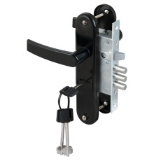 Замок Sam (Сам) врезной сувальдный с защёлкой в комплекте с ручкой ЗВ9-8/13 (черный муар), 3 кл. /76704/ 