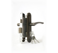 Замок Zenit (Зенит) врезной цилиндровый с защёлкой в комплекте с ручкой ЗВ4-3.07 (бронза), 4 кл. 