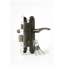 Замок Zenit (Зенит) врезной цилиндровый с защёлкой в комплекте с ручкой ЗВ4-3.07 (бронза), 4 кл. 