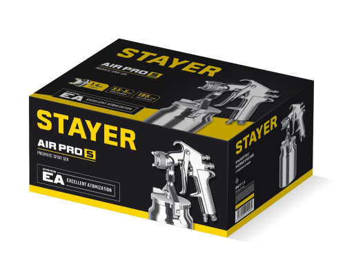 STAYER AirPro S, EA 1.4 мм, пневматический краскопульт с нижним бачком, Professional (06477-1.4)