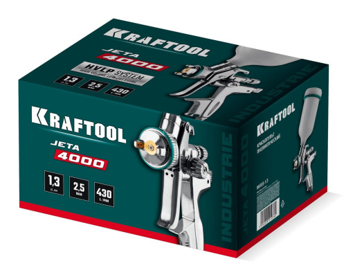 KRAFTOOL JETA 4000, HVLP, 1.3 мм, пневматический краскопульт с верхним бачком (06555-1.3)