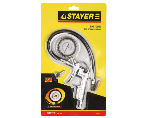 STAYER 15 бар, пистолет для подкачки шин (06482)
