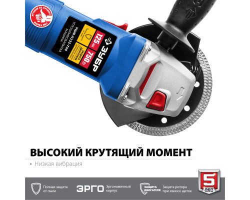 ЗУБР Компакт, 750 Вт, d125 мм, УШМ, Профессионал (УШМ-П125-750)