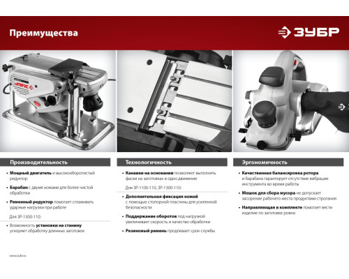ЗУБР 750 Вт, 82 мм, электрический рубанок (электрорубанок) (ЗР-750-82)