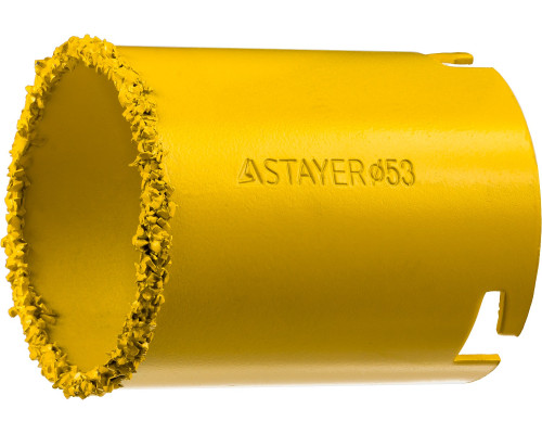 STAYER 53 мм, L 55 мм, карбид вольфрама, кольцевая коронка, Professional (33345-53)