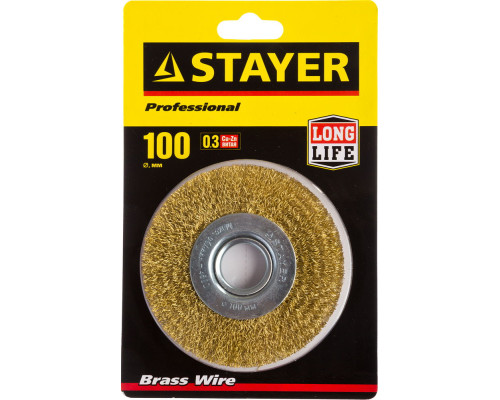 STAYER 100 мм, жгутированная стальная проволока 0.5 мм, щетка дисковая для УШМ, Professional (35122-100)