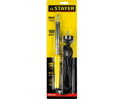 STAYER MAXTerm, 100 Вт, клин, электропаяльник с пластиковой рукояткой (55305-100)