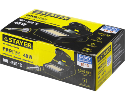 STAYER SP-50, 48 Вт, 160 - 520°C, цифровая паяльная станция, Professional (55370)