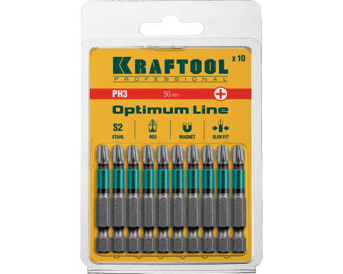 KRAFTOOL Optimum, PH3, 50 мм, 10 шт, биты (26122-3-50-10)
