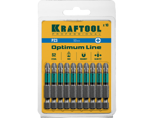 KRAFTOOL Optimum PZ3, 50 мм, 10 шт, биты (26124-3-50-10)
