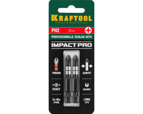 KRAFTOOL Impact PH2, 50 мм, 2 шт, ударные биты (26191-2-50-S2)
