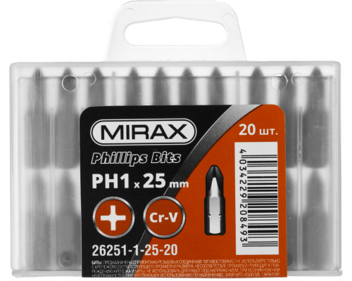 MIRAX PH1, 25 мм, 20 шт, биты (26251-1-25-20)