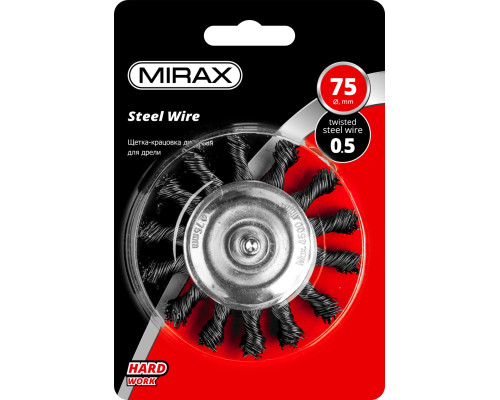 MIRAX 75 / 6 мм, жгутированная стальная проволока 0.5 мм, щетка дисковая для дрели (35146-075)