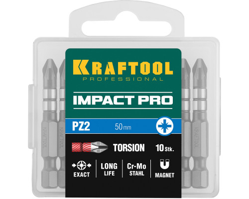 KRAFTOOL Impact PZ2, 50 мм, 10 шт, ударные биты (26193-2-50-S10)
