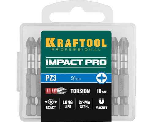 KRAFTOOL Impact PZ3, 50 мм, 10 шт, ударные биты (26193-3-50-S10)