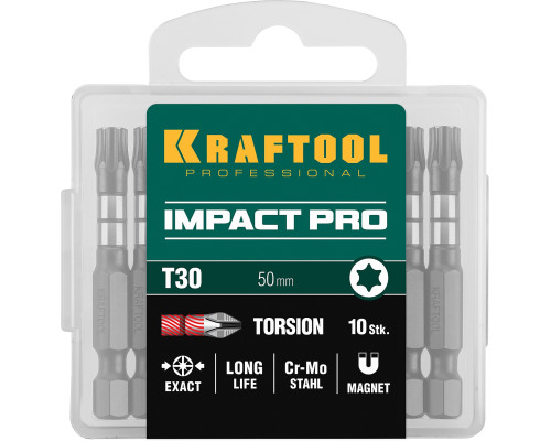 KRAFTOOL Impact TX30, 50 мм, 10 шт, ударные биты (26195-30-50-S10)