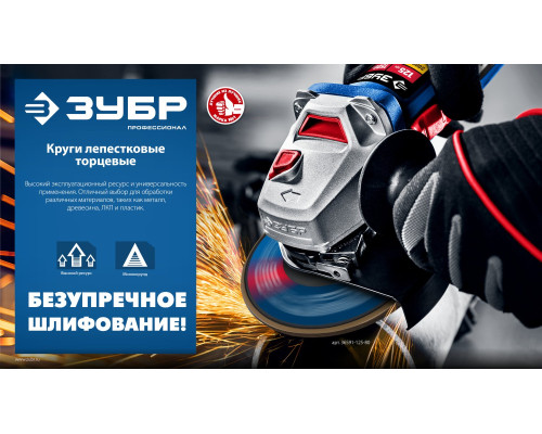 ЗУБР 125 х 22.2 мм, P40, КЛТ, Круг лепестковый торцевой (36591-125-40)