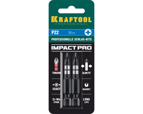 KRAFTOOL Impact PZ 2, 50 мм, 2 шт, ударные биты (26193-2-50-S2)