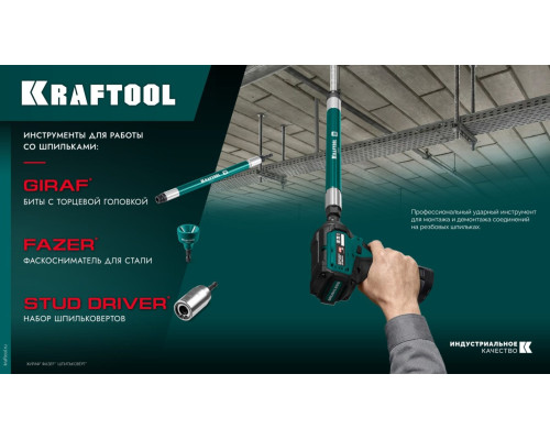 KRAFTOOL X-DRIVE LONG, 10 мм (М6), 585 мм, экстрадлинная ударная бита с торцовой головкой (26198-10)