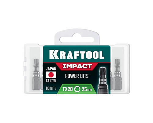 KRAFTOOL Impact TX 20, 25 мм, 10 шт, ударные биты (26195-20-25-S10)
