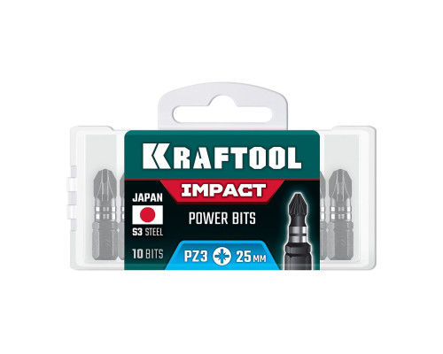 KRAFTOOL Impact PZ 3, 25 мм, 10 шт, ударные биты (26193-3-25-S10)