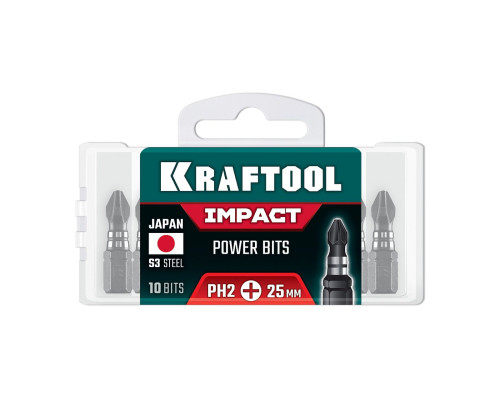 KRAFTOOL Impact PH 2, 25 мм, 10 шт, ударные биты (26191-2-25-S10)