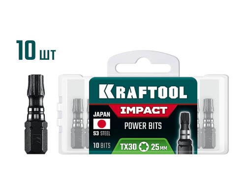 KRAFTOOL Impact TX 30, 25 мм, 10 шт, ударные биты (26195-30-25-S10)