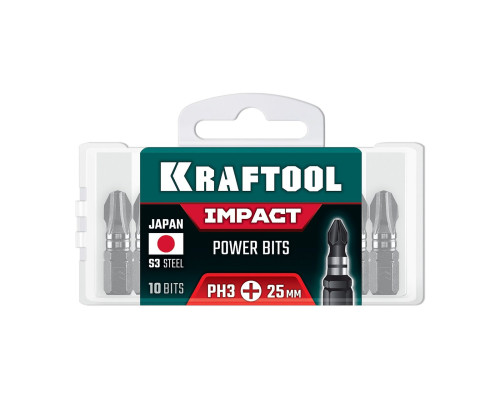 KRAFTOOL Impact PH 3, 25 мм, 10 шт, ударные биты (26191-3-25-S10)