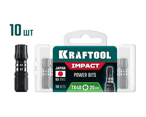 KRAFTOOL Impact TX 40, 25 мм, 10 шт, ударные биты (26195-40-25-S10)