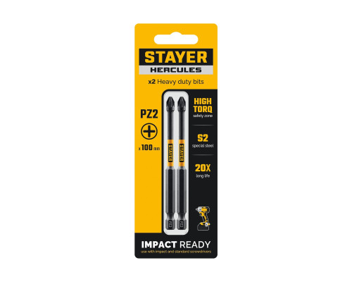 STAYER HERCULES, PZ2, 100 мм, 2 шт, торсионные биты (26233-2-100-2)