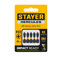STAYER HERCULES, PZ2, 25 мм, 5 шт, торсионные биты (26233-2-25-5)
