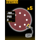 STEHER DWH-180-S 180 мм, Р80, шлифовальный круг на липучке, 8 отв., 5 шт. (35682-080)