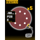 STEHER DWH-180-S 180 мм, Р120, шлифовальный круг на липучке, 8 отв., 5 шт. (35682-120)