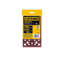 STEHER BPS-813-S 81х133 мм, Р180, шлифовальный лист на липучке, 46 отв., 5 шт. (35687-180)