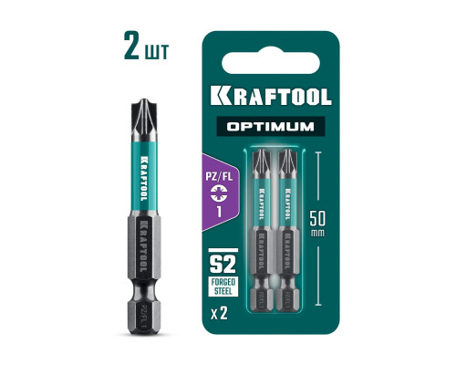KRAFTOOL OPTIMUM PZ/FL 1, 50 мм, 2 шт, биты (261241-1-50-2)
