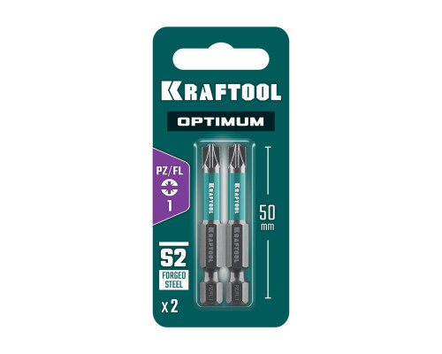 KRAFTOOL OPTIMUM PZ/FL 1, 50 мм, 2 шт, биты (261241-1-50-2)
