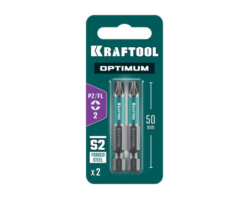 KRAFTOOL OPTIMUM PZ/FL 2, 50 мм, 2 шт, биты (261241-2-50-2)