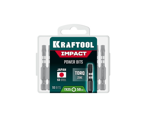 KRAFTOOL Impact TX 25, 50 мм, 10 шт, ударные биты (26195-25-50-S10)