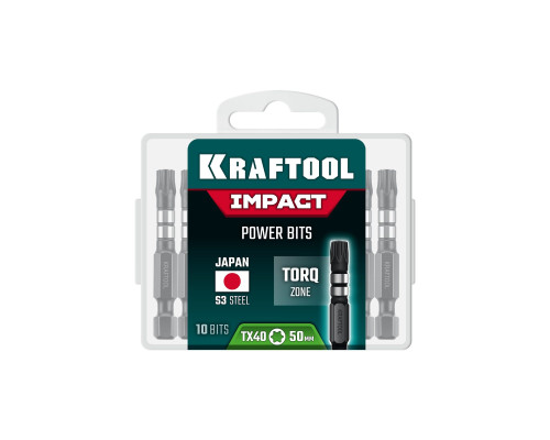 KRAFTOOL Impact TX 40, 50 мм, 10 шт, ударные биты (26195-40-50-S10)