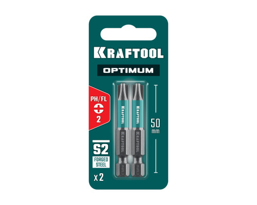 KRAFTOOL OPTIMUM PH/FL 2, 50 мм, 2 шт, биты (261221-2-50-2)