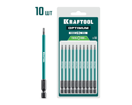 KRAFTOOL OPTIMUM TX 15, 100 мм, 10 шт, биты (26126-15-100-S10)