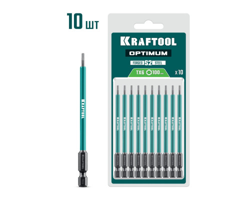 KRAFTOOL OPTIMUM TX 6, 100 мм, 10 шт, биты (26126-6-100-S10)